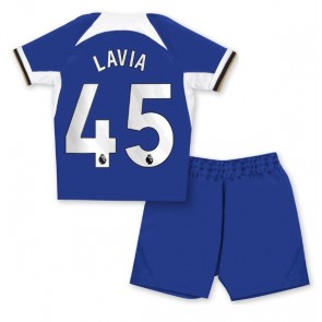 Maillot de foot Chelsea Romeo Lavia #45 Domicile enfant 2023-24 Manches Courte (+ pantalon court)